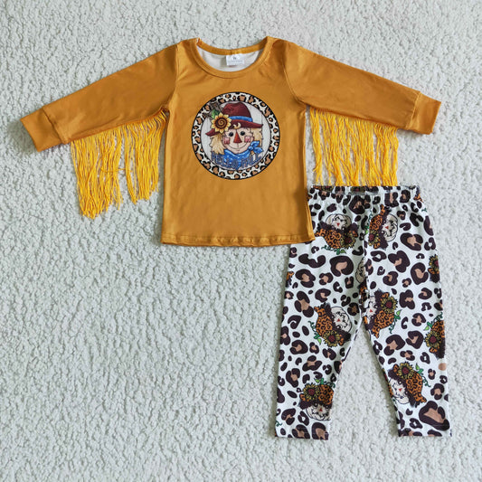 fall scarecrow fringe outfit children clothing