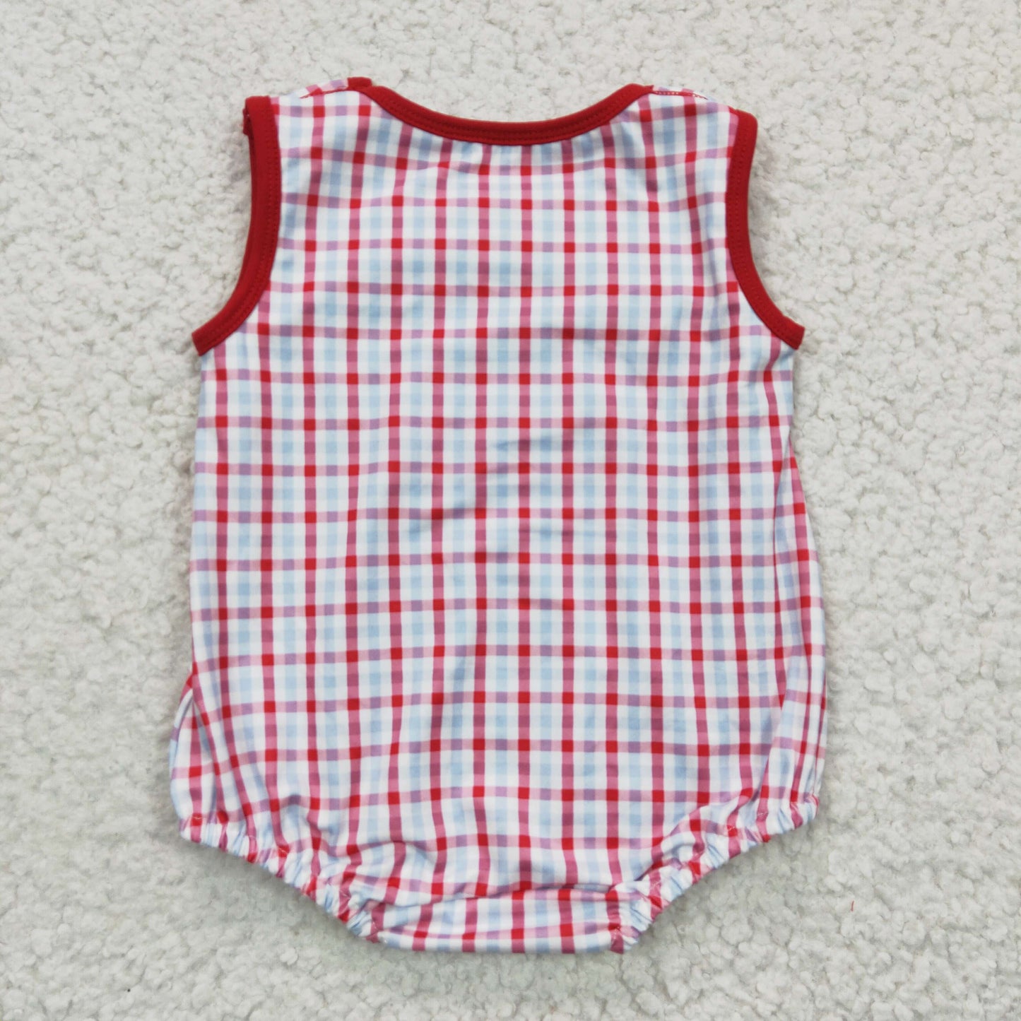 baby boy tank plaid crab embroidery romper