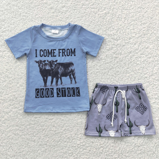western cow print boy shorts set for summer