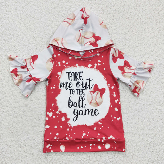 baby girl red hoodie top take me out to the ball game