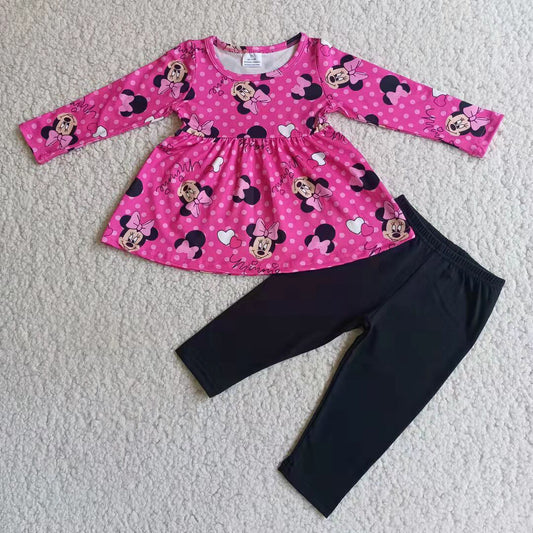 Mini Catoon Cute Black Cotton Leggings Set