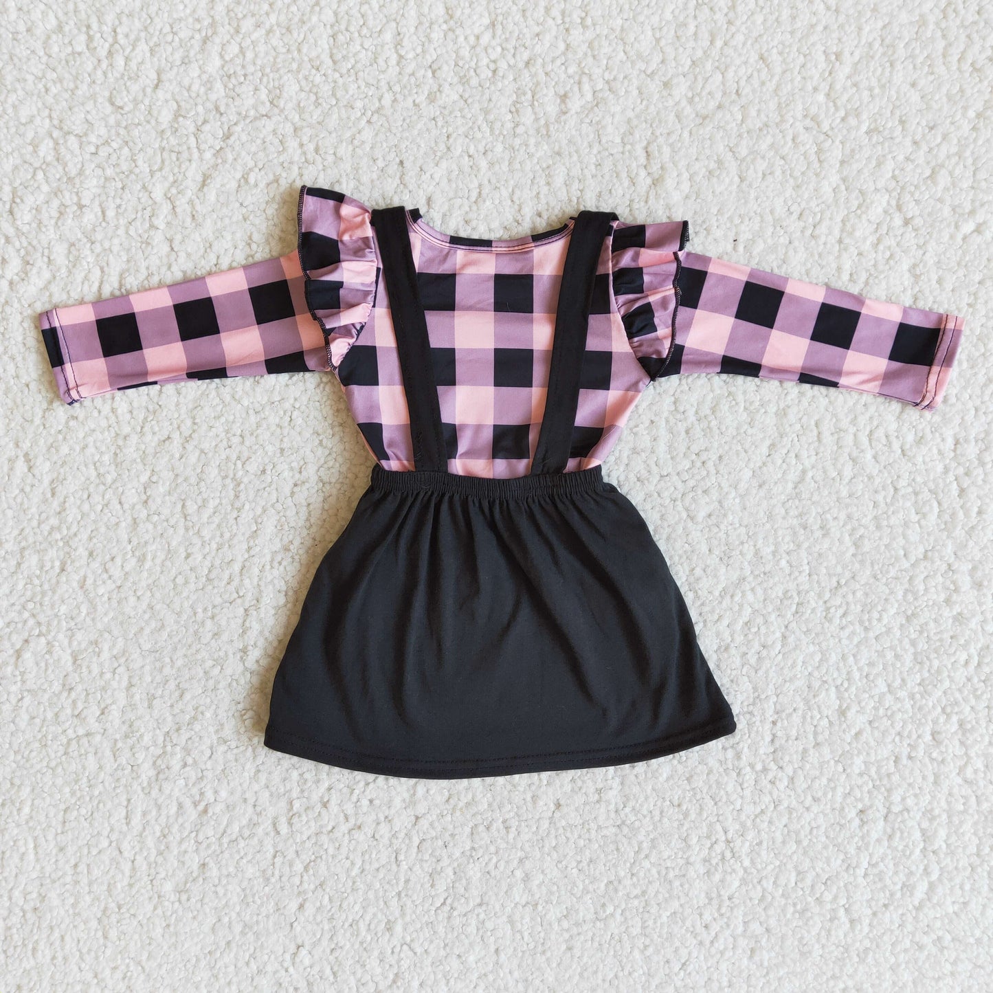 Pink/Black Valentine Suspender Skirt Set Embroidery