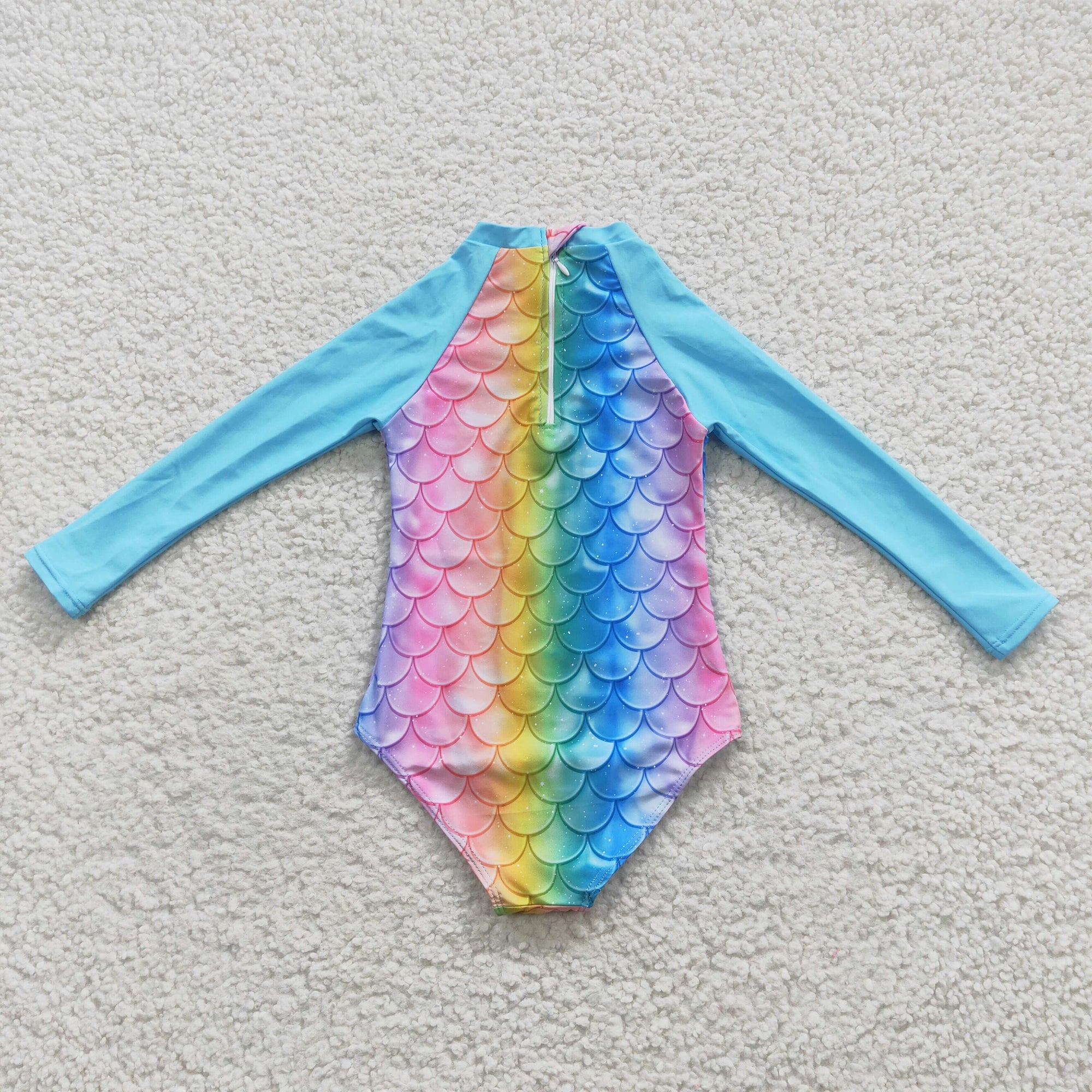summer little girl long-sleeved mermaid scale swimsuit