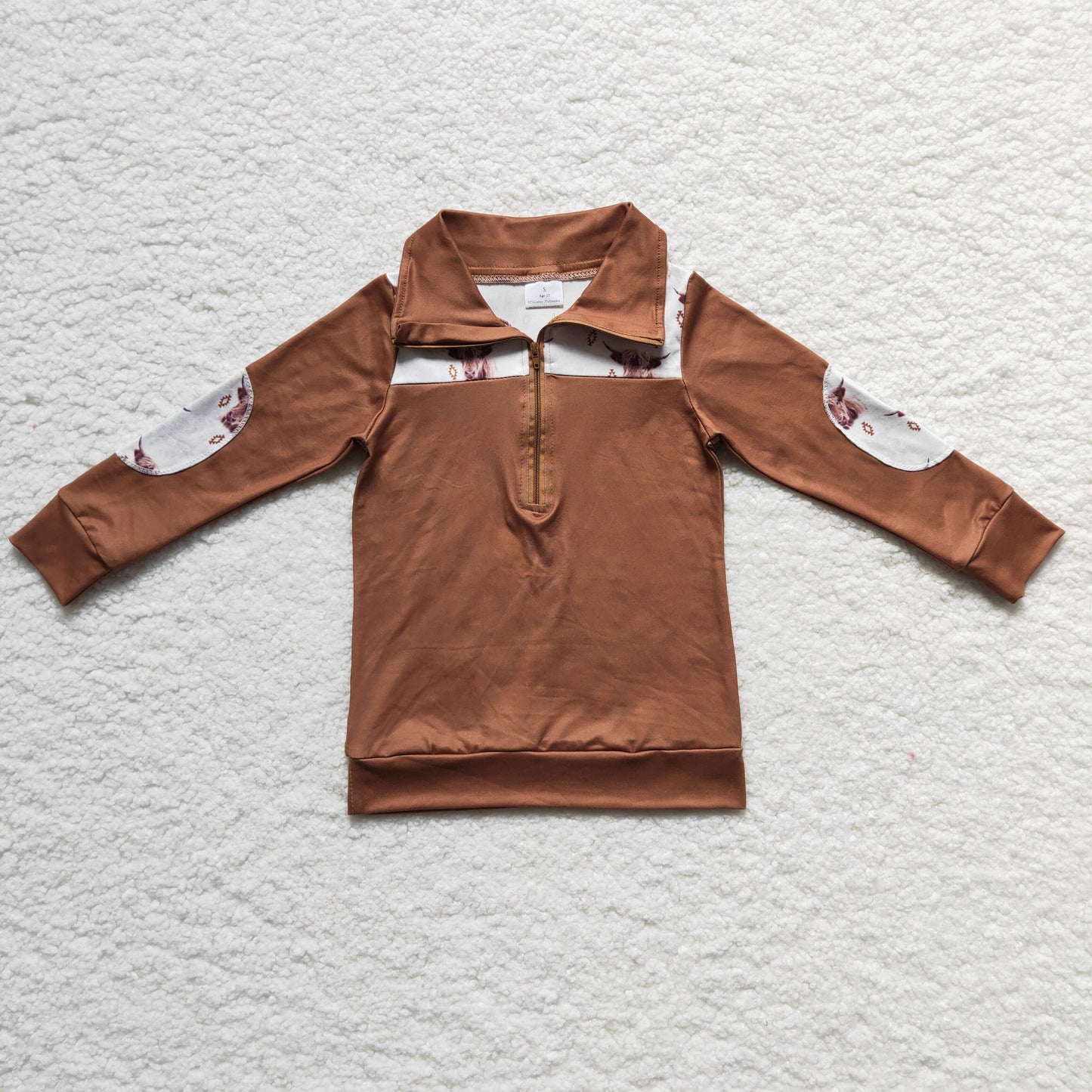 boy brown cow zip top clothes