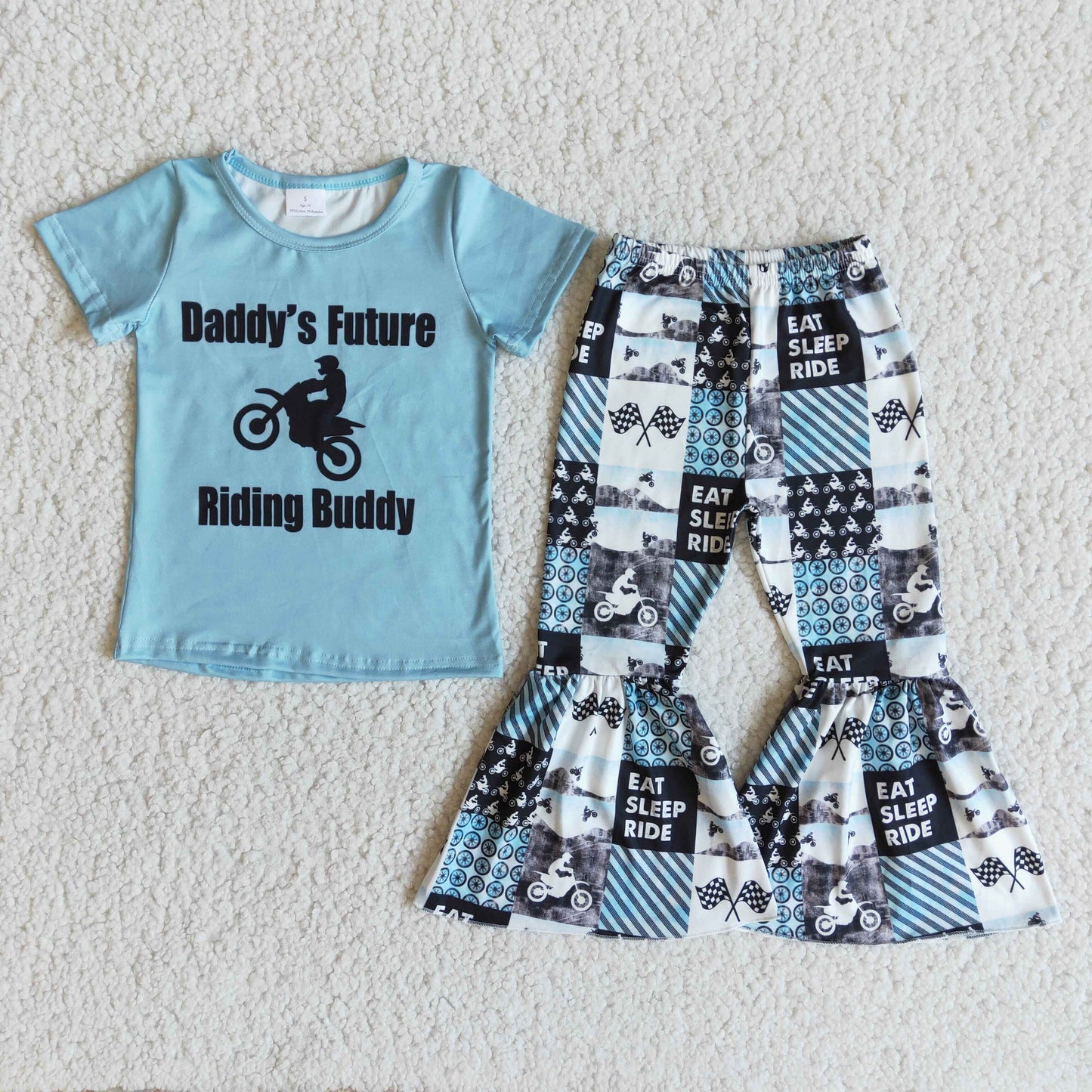 daddy's future riding buddy bells outfit