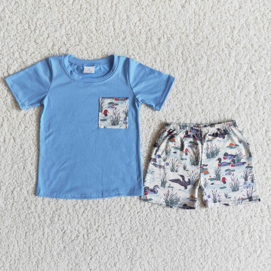 summer kids boy's clothing duck shorts set