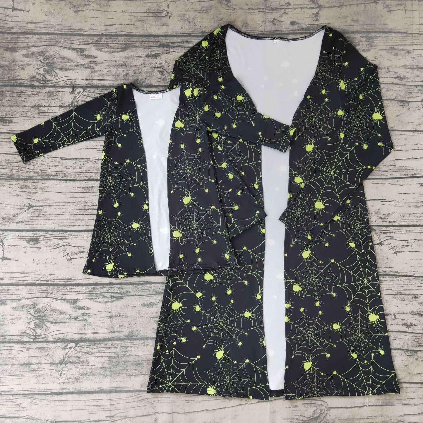 Mommy and me green spider web cardigan adult Halloween clothing
