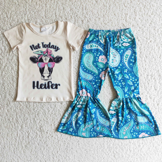 Not Today Heifer Bells Pants Set Girl Spring Clothing