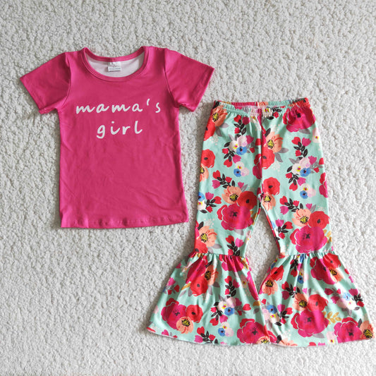 Hot Pink Mama's Girls Floral Bells Set