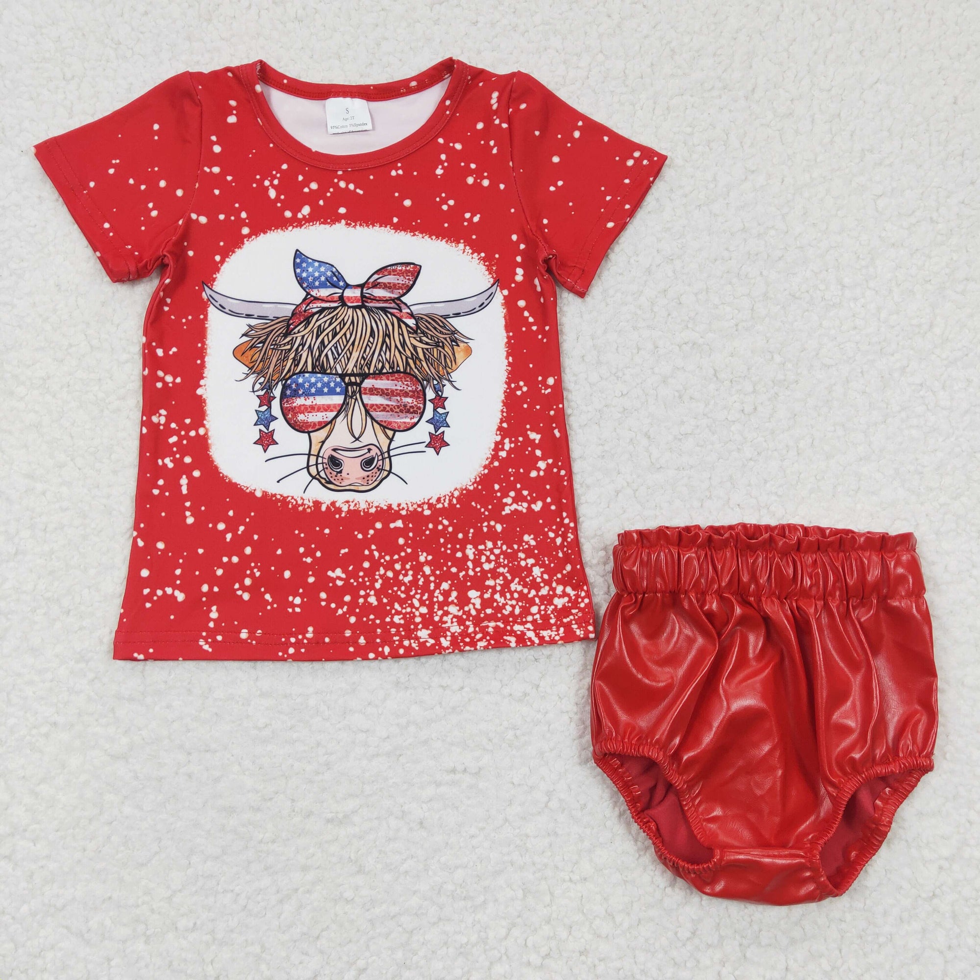 red leather bloomer baby clothing