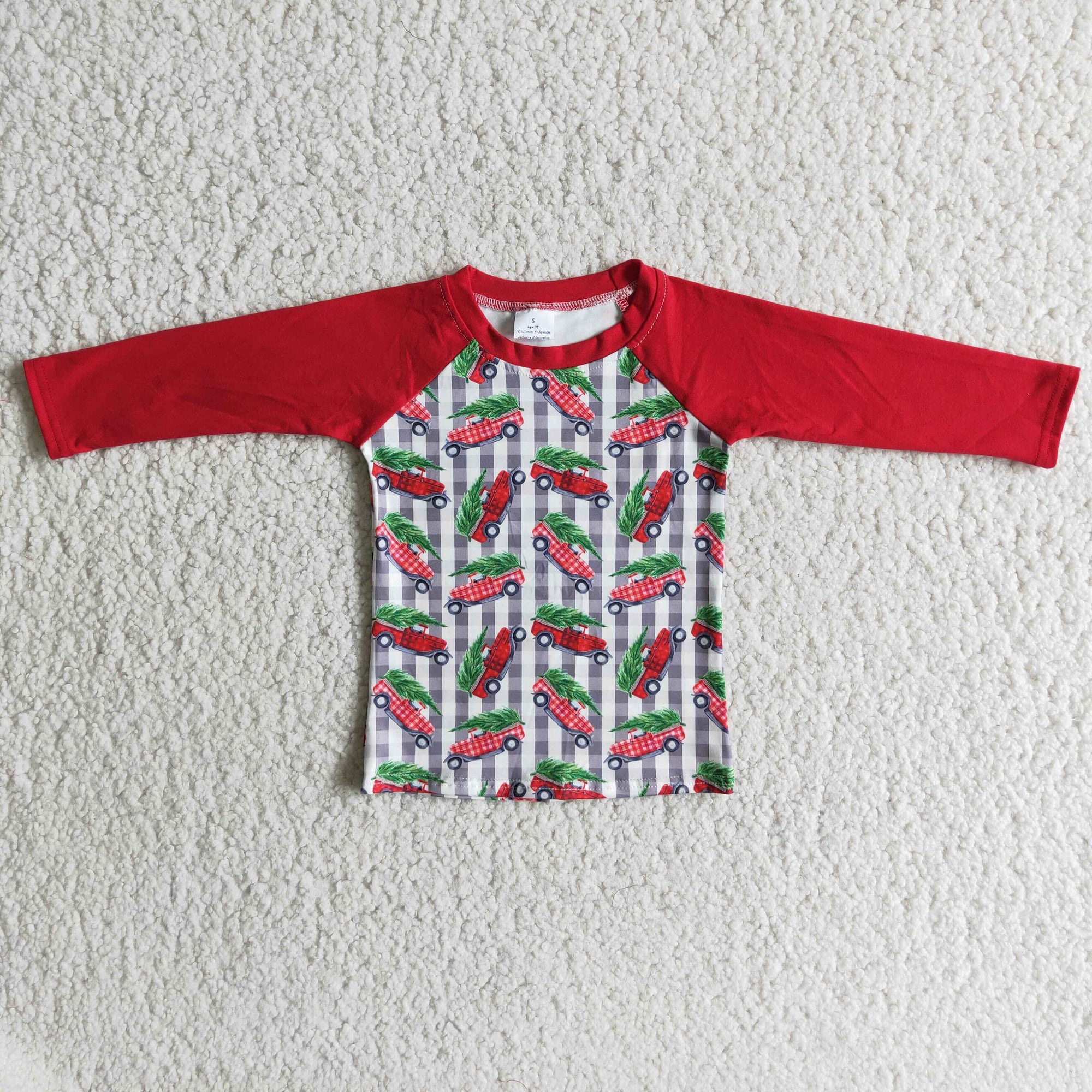 Red Christmas Tree Truck Raglan