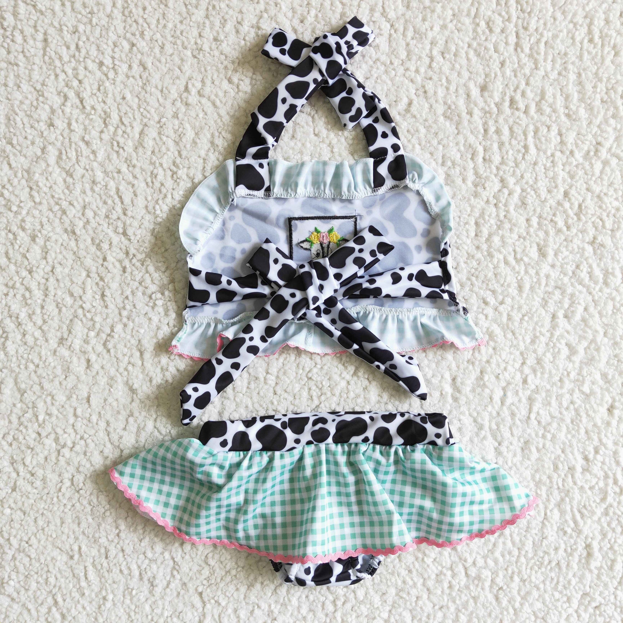 girl's halter cow print 2pcs swimsuit clothing