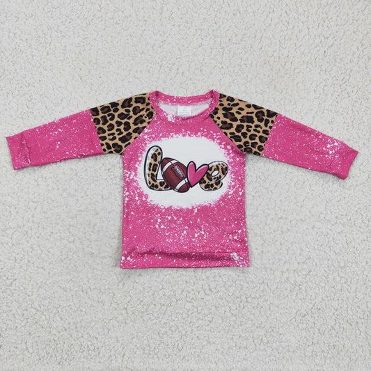 kids clothing hot pink leopard pullover sweater football love