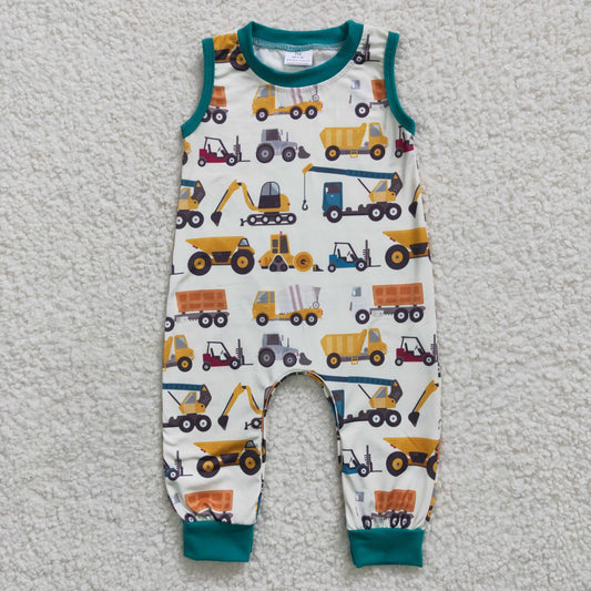 infant tank romper boy’s clothing construction truck