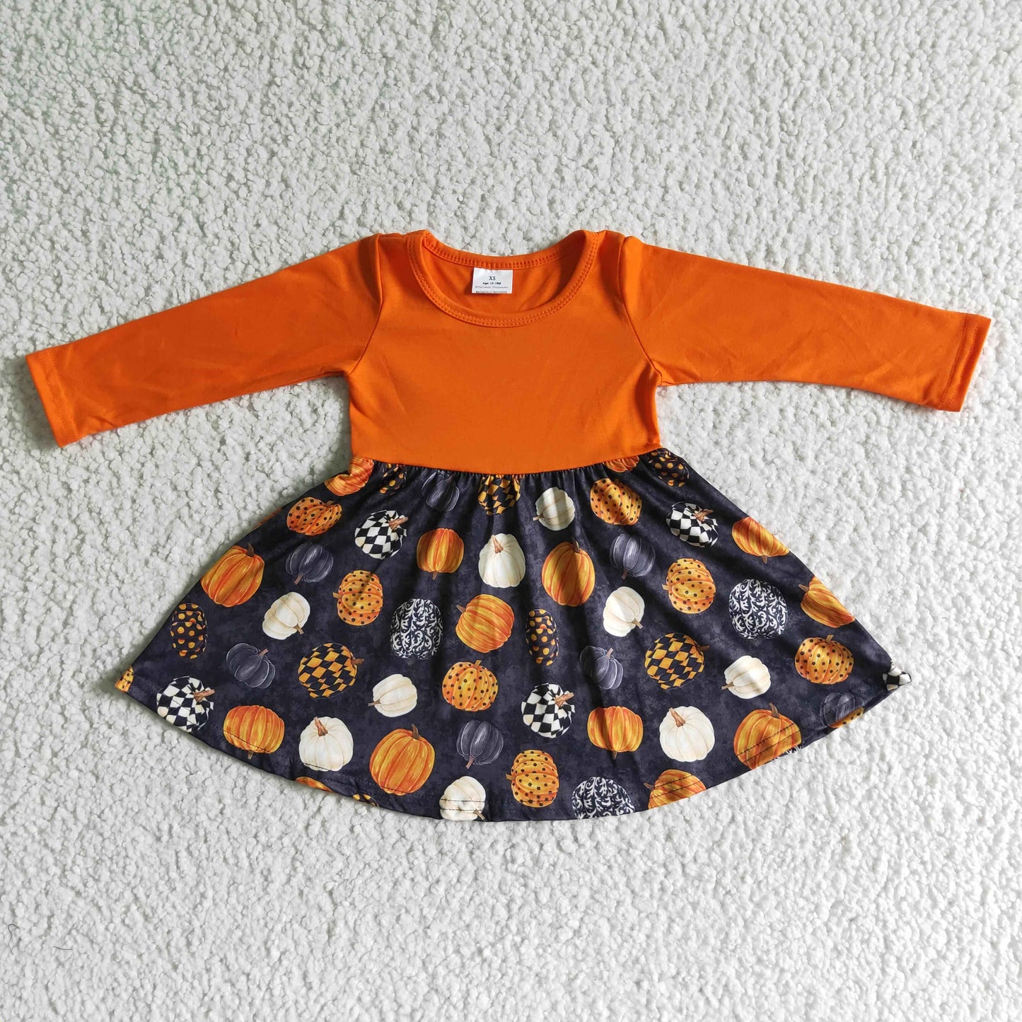 long sleeve orange pumpkin dress fall