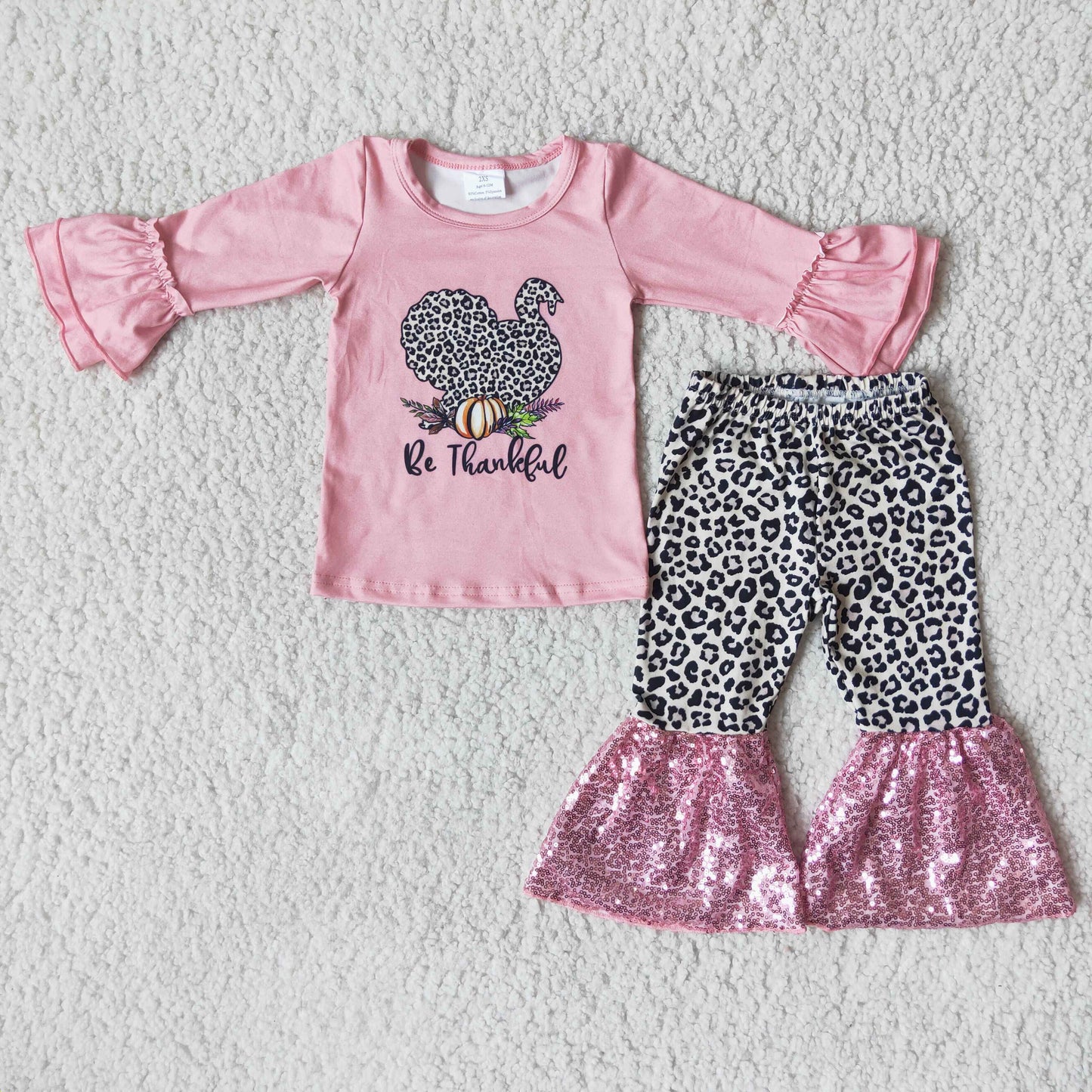 Pink Turkey Sequin Bottom Set
