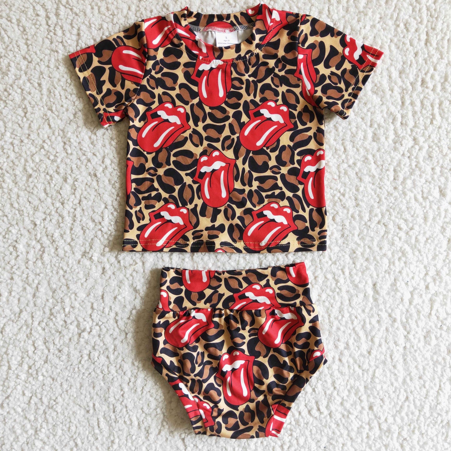 infant clothing girl's rolling leopard bummie set girl
