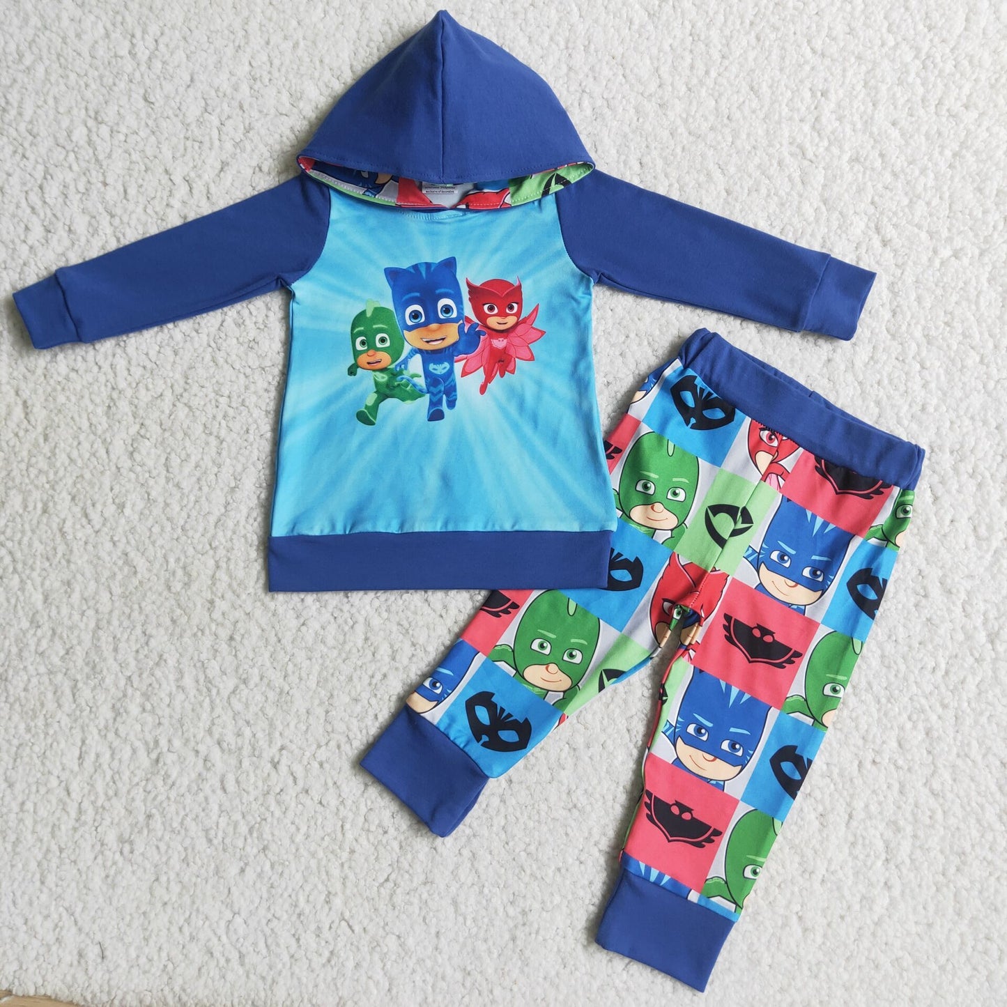 Blue Super Boy Hoodie Outfit