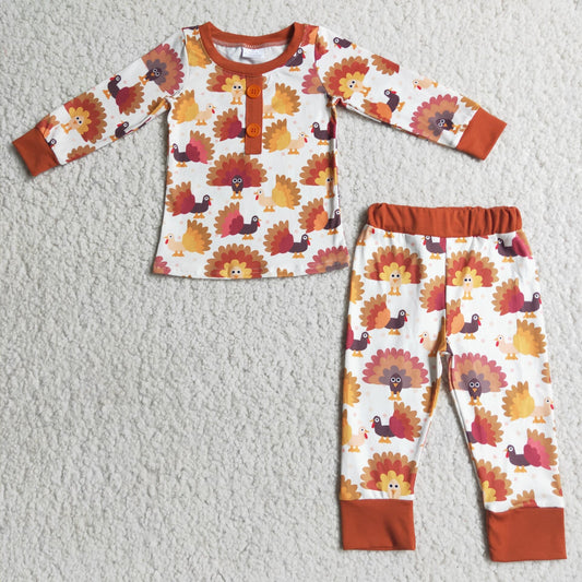 Thanksgiving Day Boys Turkey Print Pajama 6 B3-3