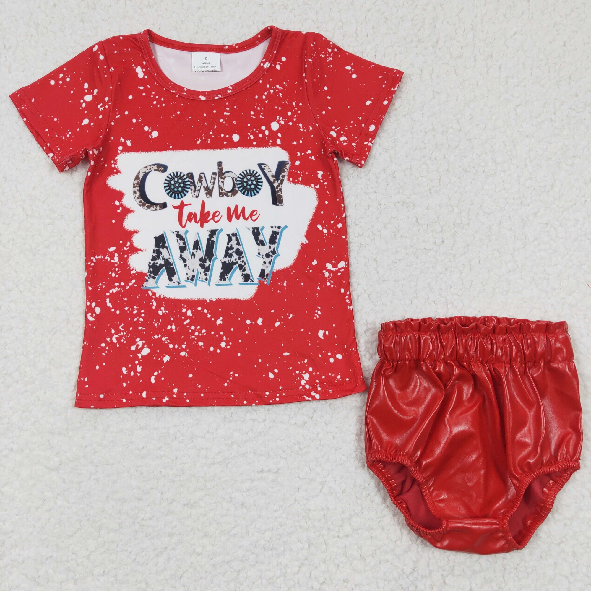 red leather bloomer baby clothing