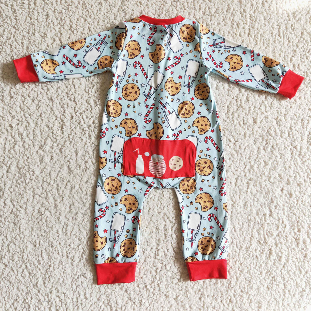 christmas cookies infant boy zip romper