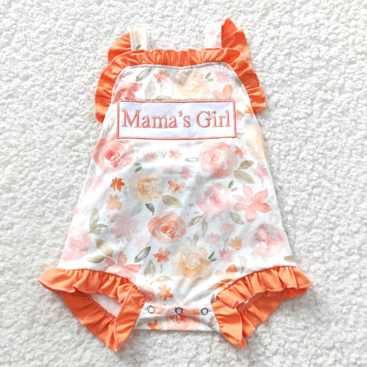 baby girl orange floral mama's girl ruffle bubble