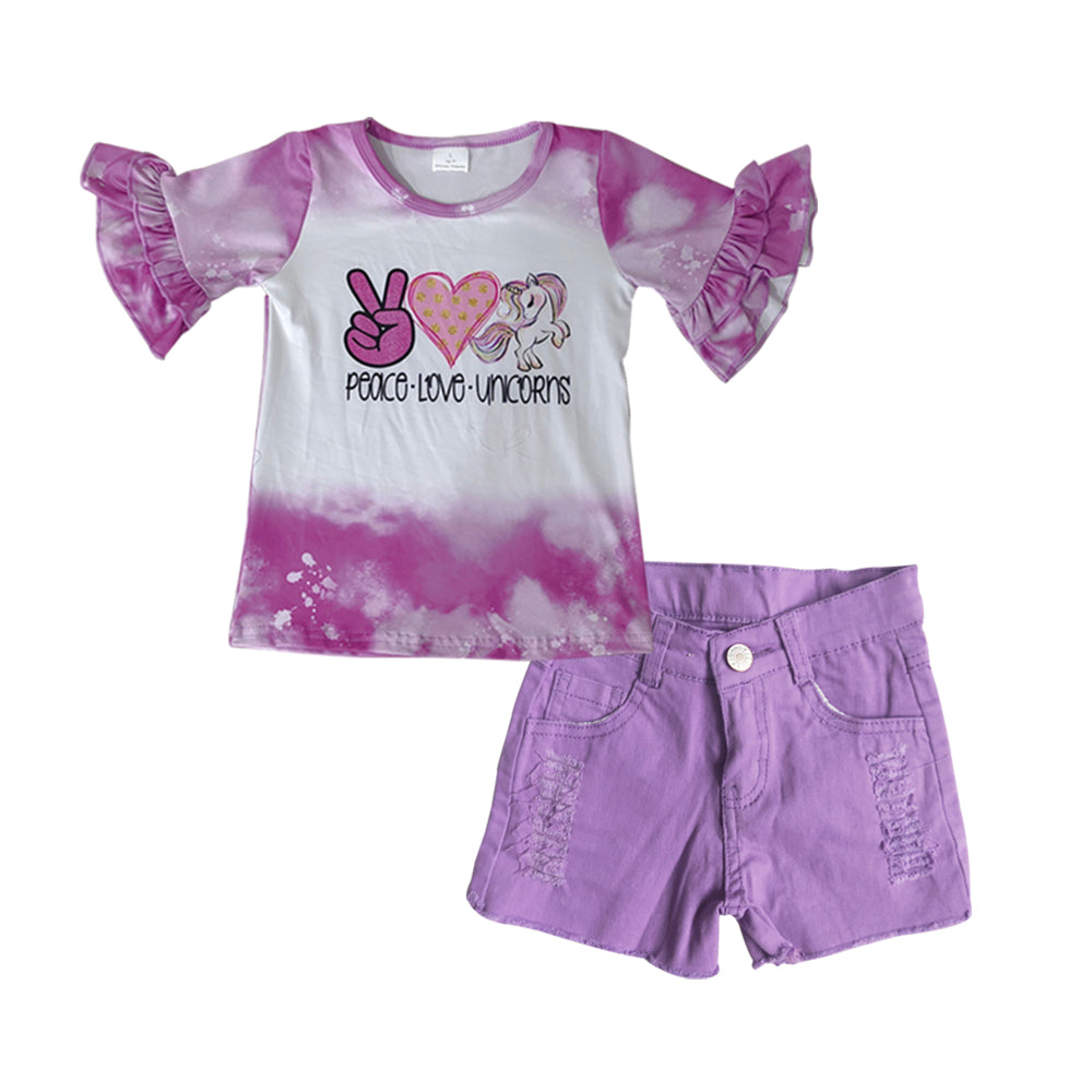 unicorn purple denim shorts girls clothing