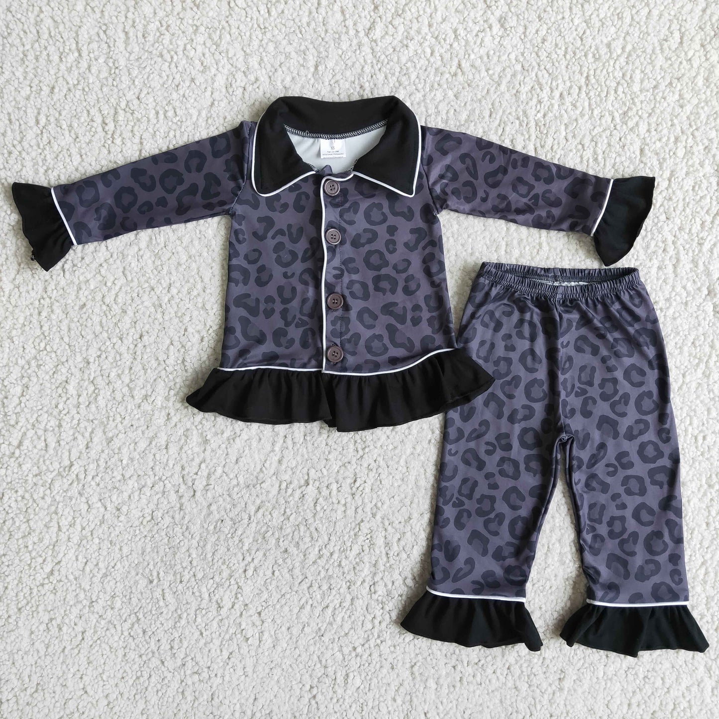 leopard ruffle pajamas outfit girl