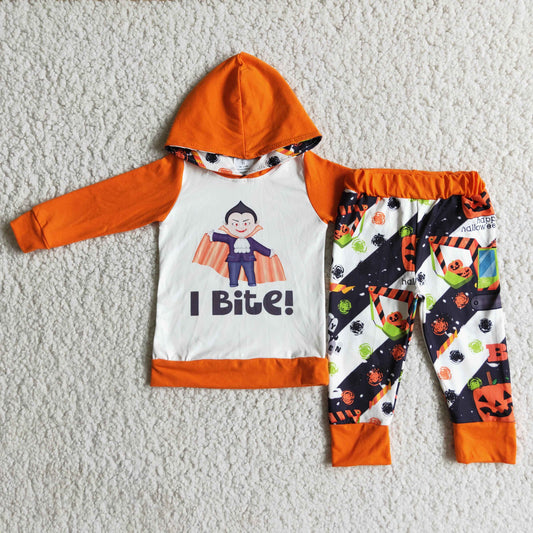 Halloween Pumpkin Excavator I Bite Hoodie Set