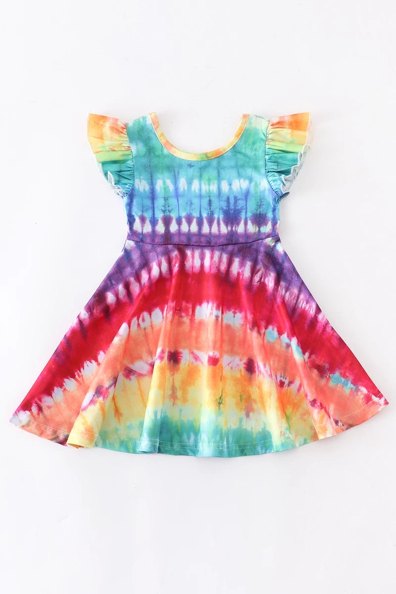girl's tie dye twirl dress summer dresses