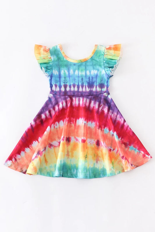 girl's tie dye twirl dress colorful summer dresses