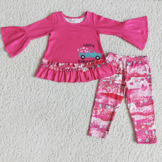 hot pink happy valentine girl outfit legging set