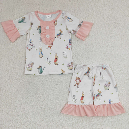 easter pink rabbit shorts pajama set