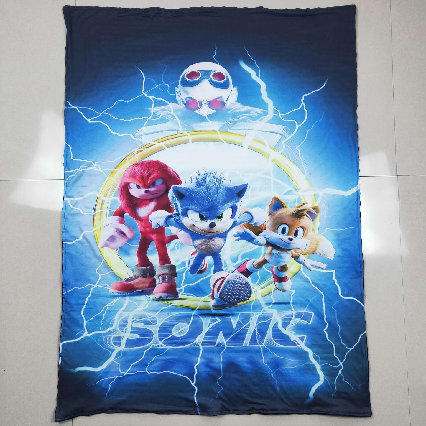 cartoon print black blue soft blanket