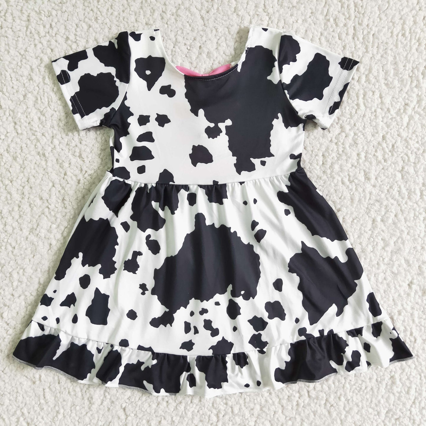 short sleeve milk cow twirl dress with bow