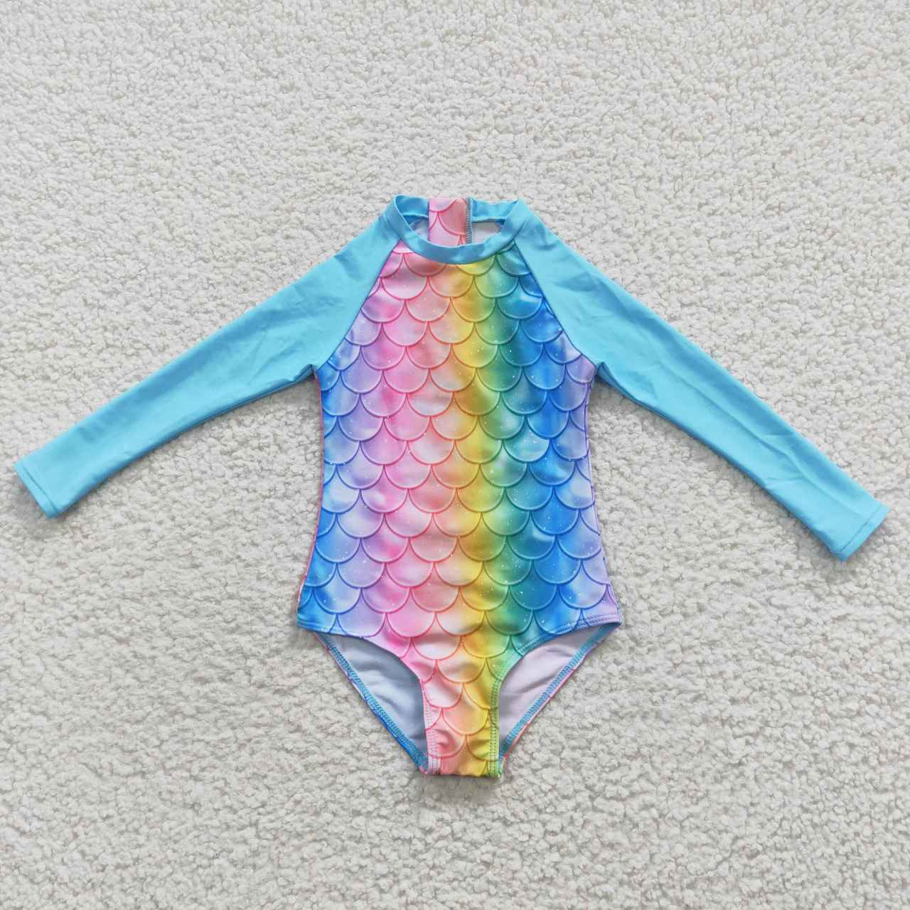 summer little girl long-sleeved mermaid scale swimsuit