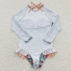 kids little girl long-sleeved floral swimsuit