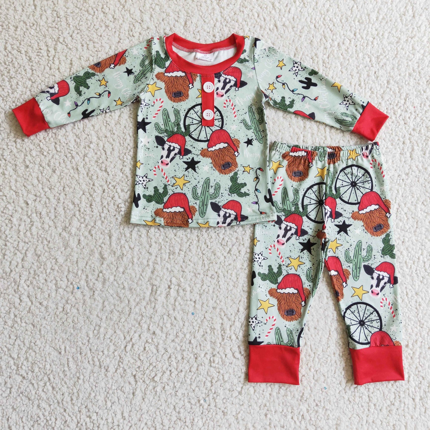 merry christmas cows pajama outfit boy