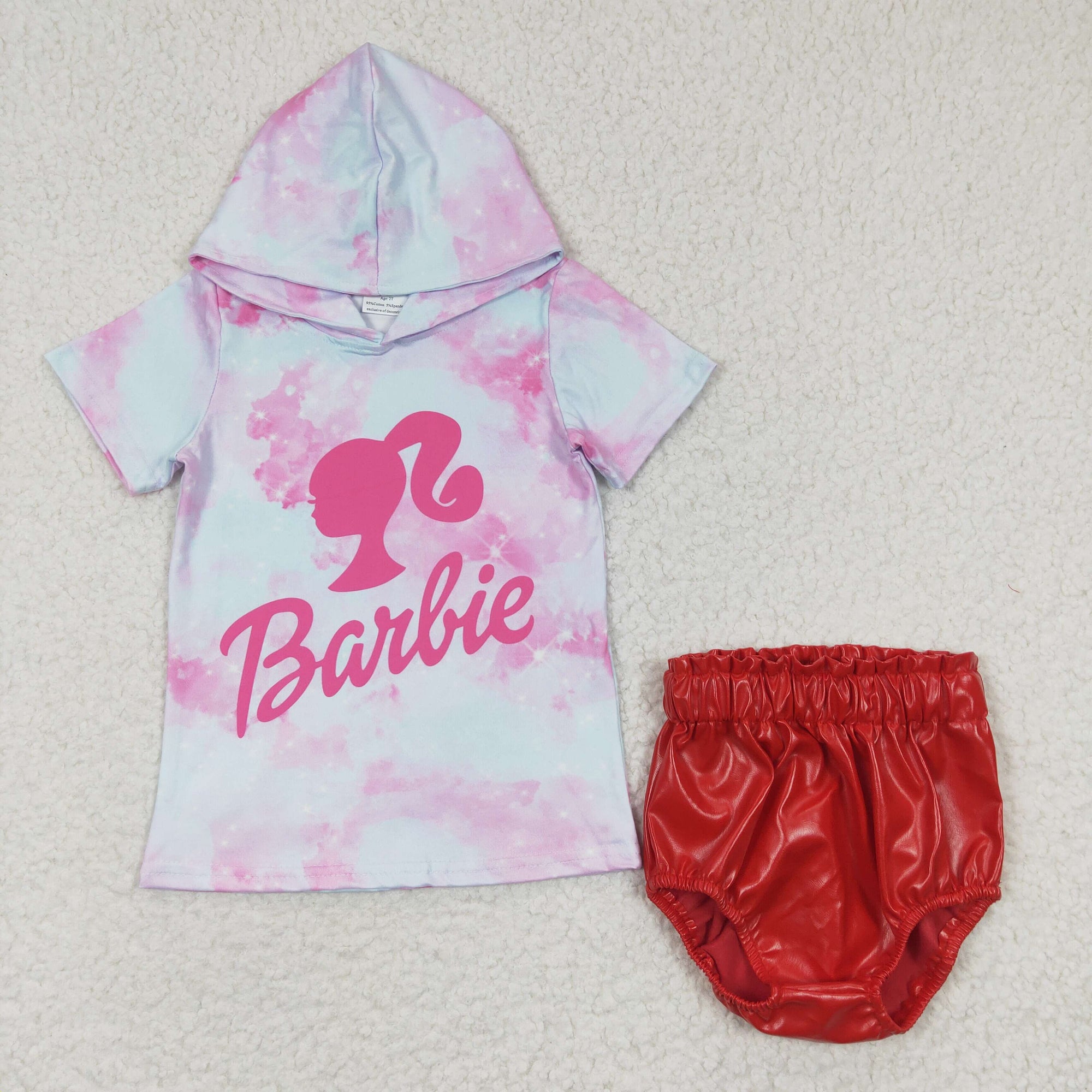red leather bloomer baby clothing