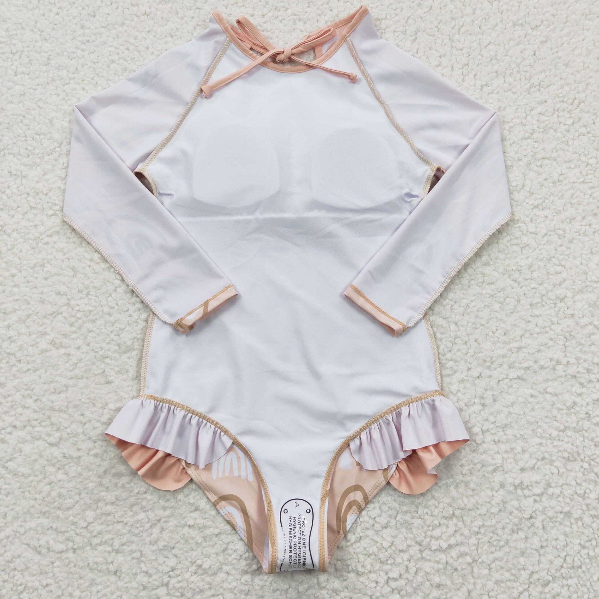 summer girl long-sleeved rainbow print swimsuit
