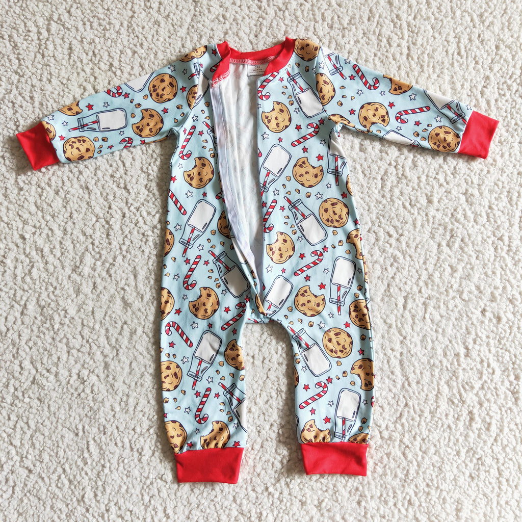 christmas cookies infant boy zip romper