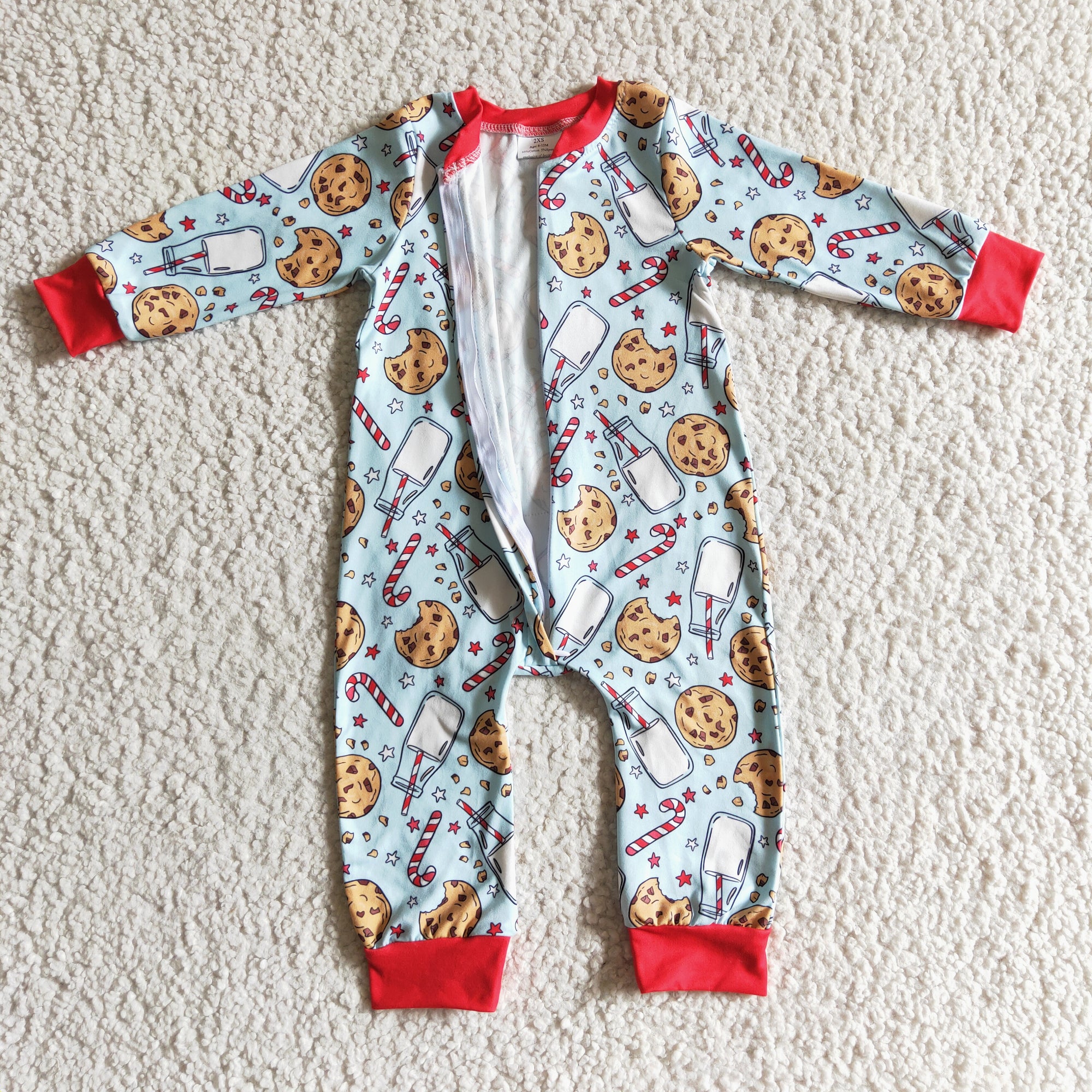 christmas cookies infant boy zip romper