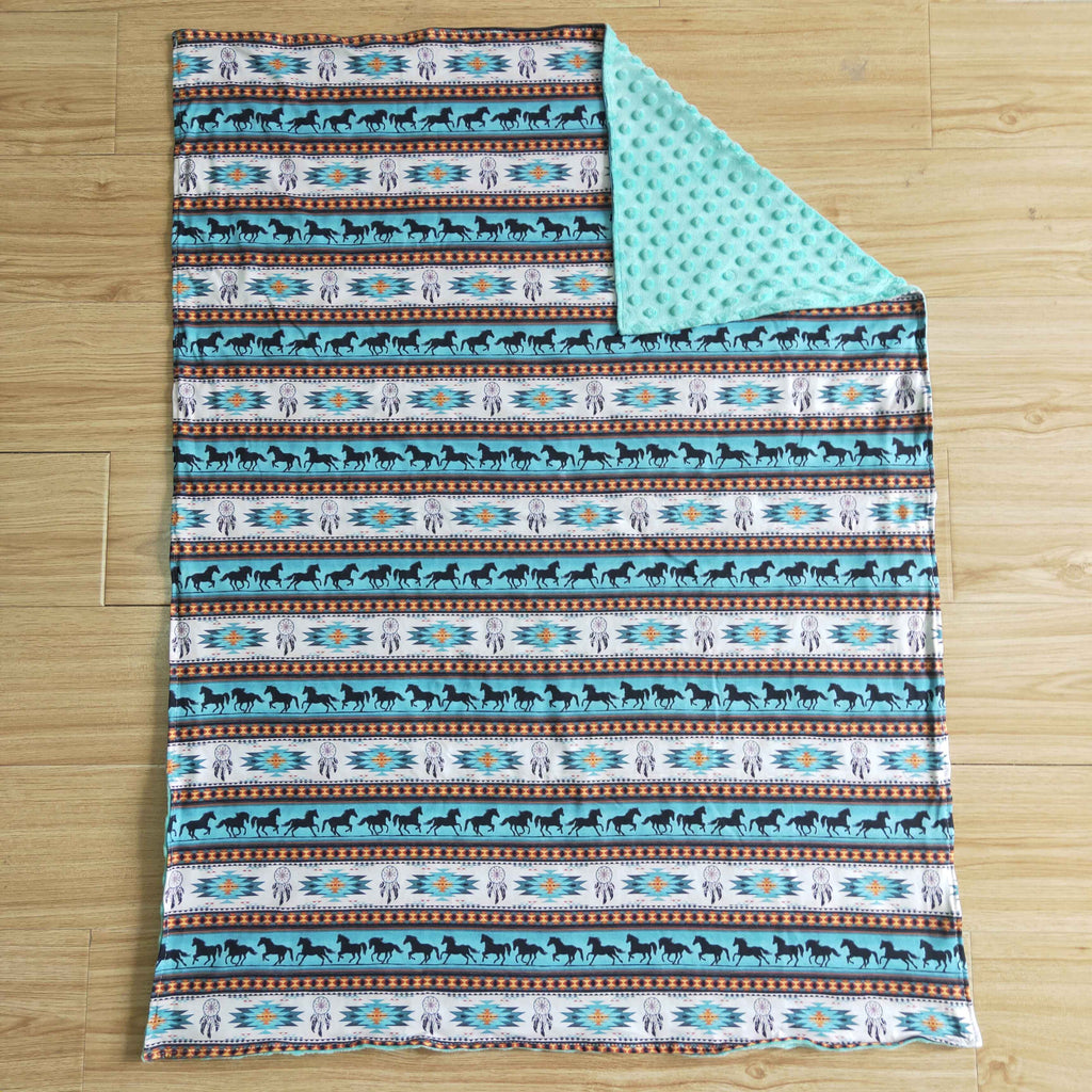 Soft Horse Print Minky Blanket