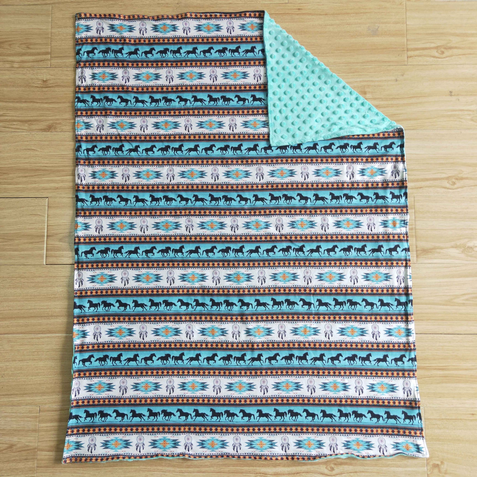 Soft Horse Print Minky Blanket