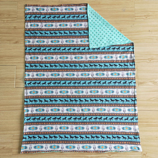 Soft Horse Print Minky Blanket