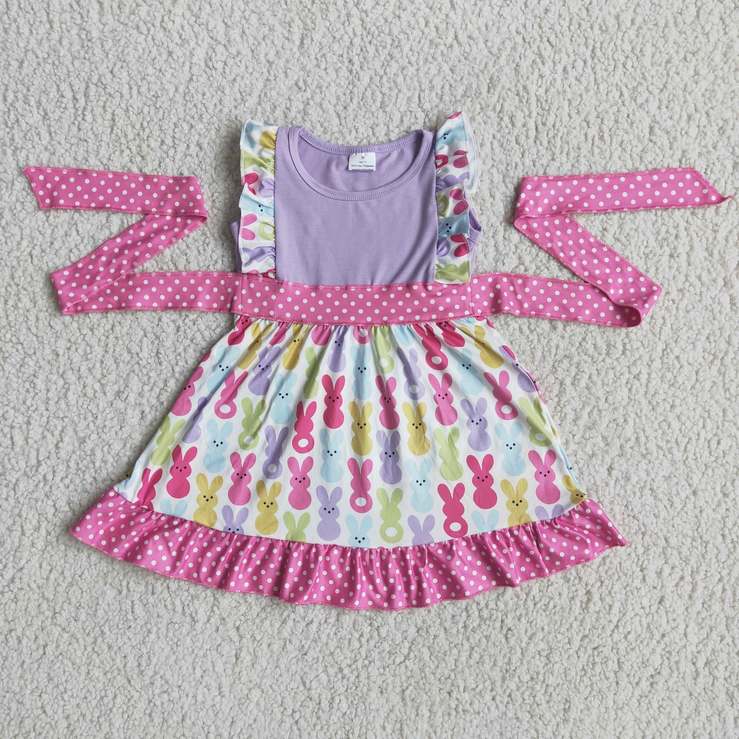 colorful peeps dots dress, girl easter clothing