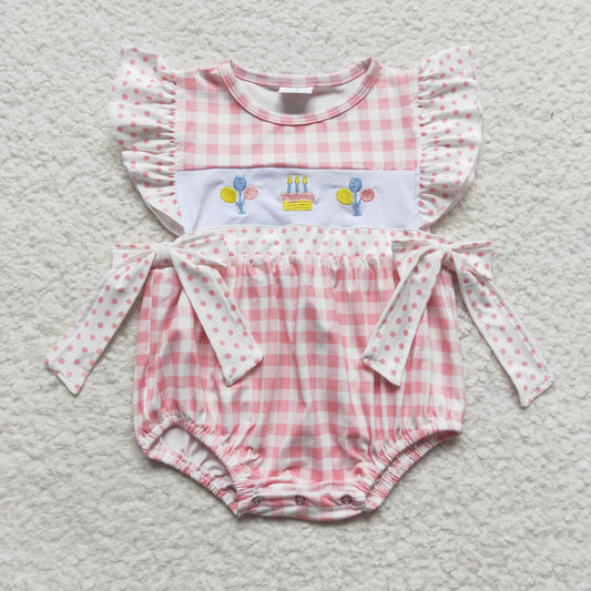 birthday party embroidery romper bodysuit for baby girl