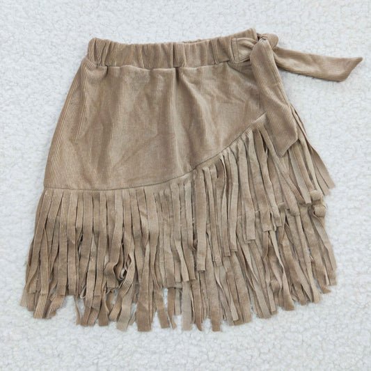 western Khaki tassel girls dress