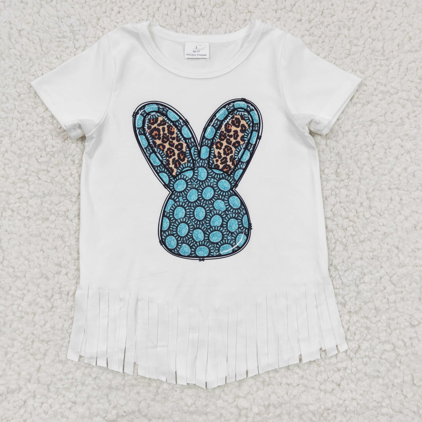 easter turquoise peep white tassel t shirt