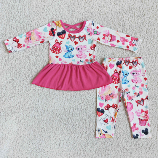 Girl Lilo Heart Cross Top Leggings Set